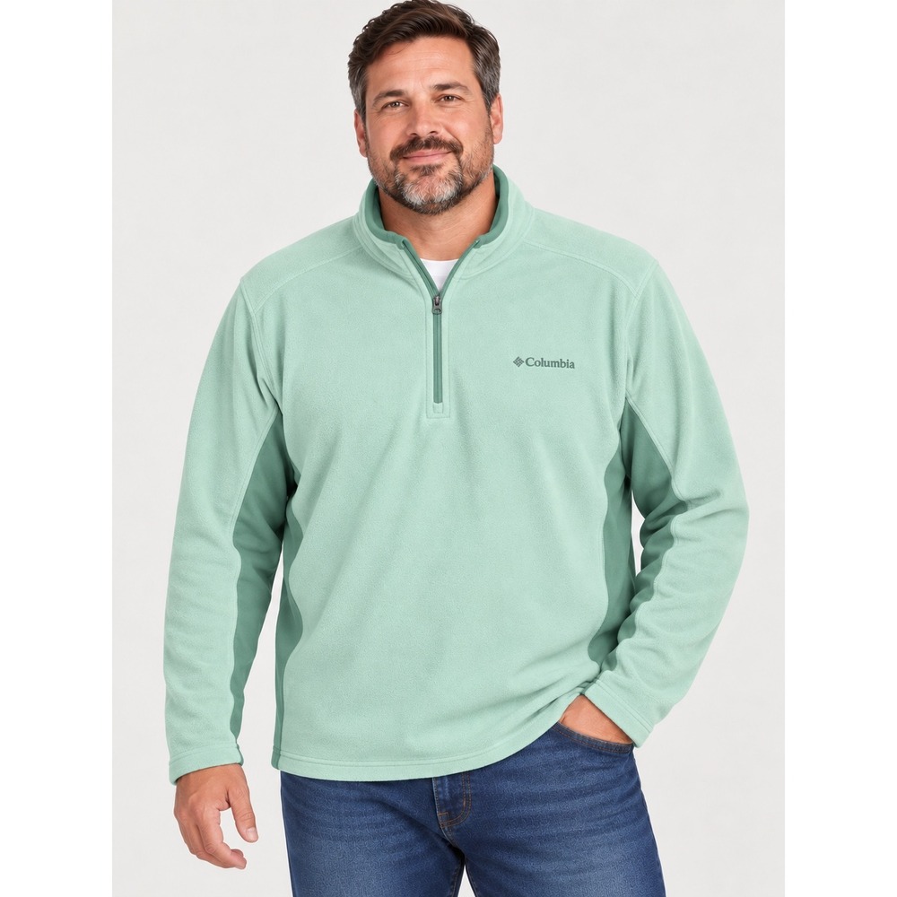 Columbia Mens XL Sage Green Quarter Zip Fleece Pullover XM6279 Contrast Panels